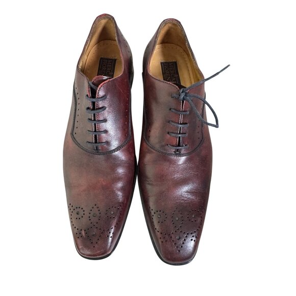 Mercanti Fiorentini Mens Burgundy Leather Oxford Dress Shoes 8.5 Leather Lace main image 10